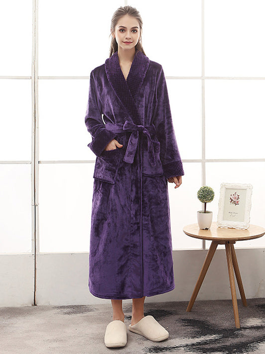 Comfortable Solid Bandage Pajama Robe