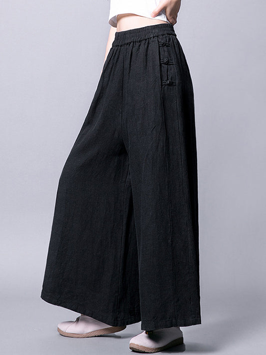 Vintage Loose 3 Colors Ramie Cotton Wide Leg Pants