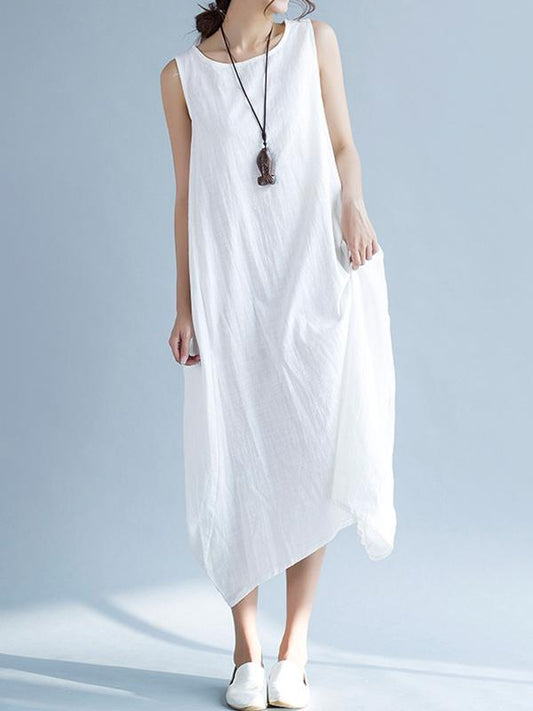 New Artistic Solid Sleeveless Dress