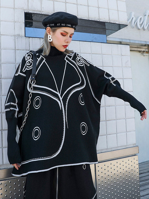 Original Print Irregularity Knitting Sweater