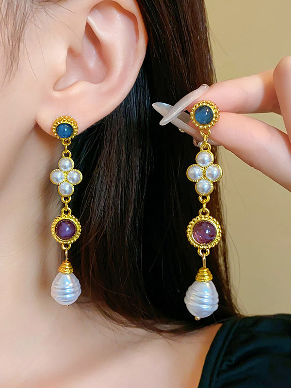 Geometric Tasseled Drop Earrings