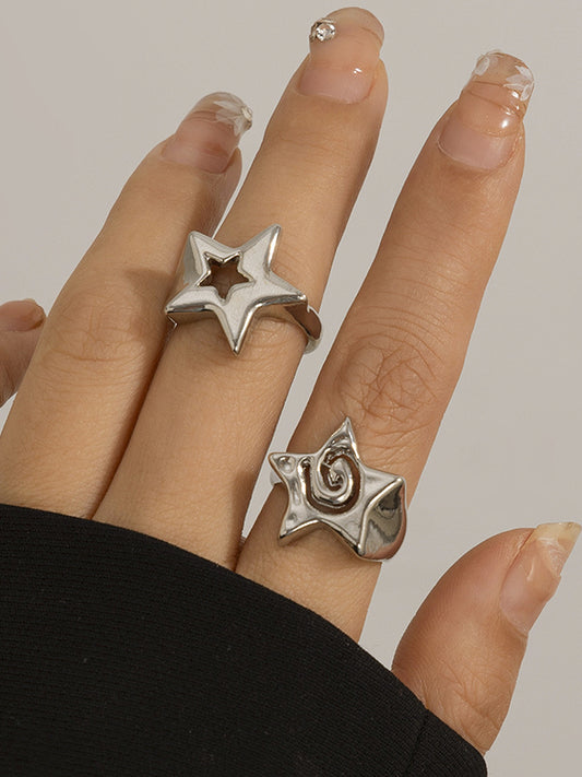 Normcore Adjustable Hollow Star Shape Rings Accessories