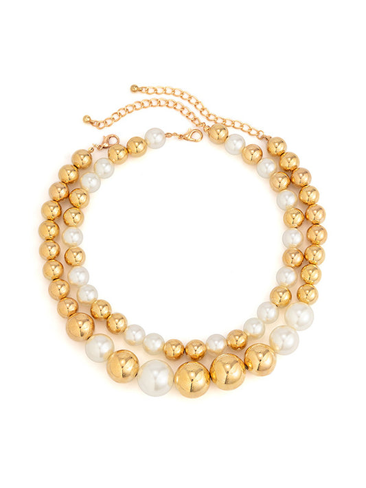 Beaded Contrast Color Dainty Necklace Accessories Two Pieces