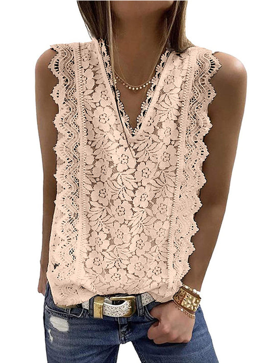 Original Lace Solid Color Loose Vest Top