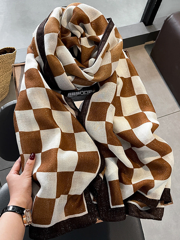 Simple Fashion Contrast Color Plaid Printed Scarf