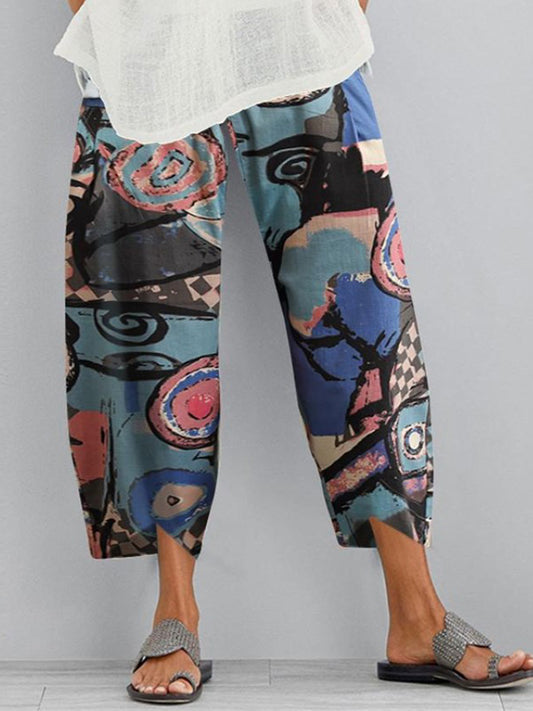 Loose Plus Size Figure Pockets Split-Joint Pants Trousers