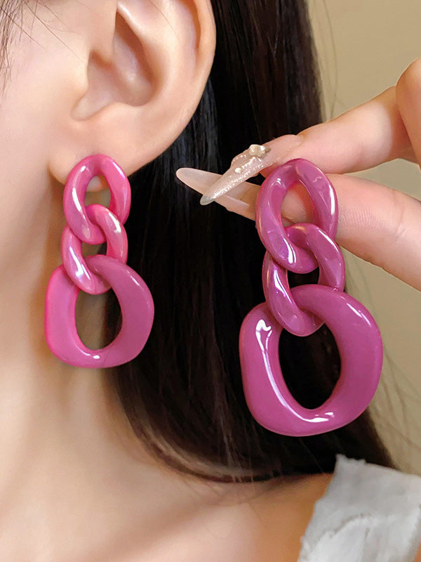 Geometric Solid Color Drop Earrings
