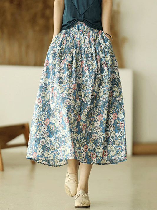 Original Floral Cotton-Blend A-Line Skirt