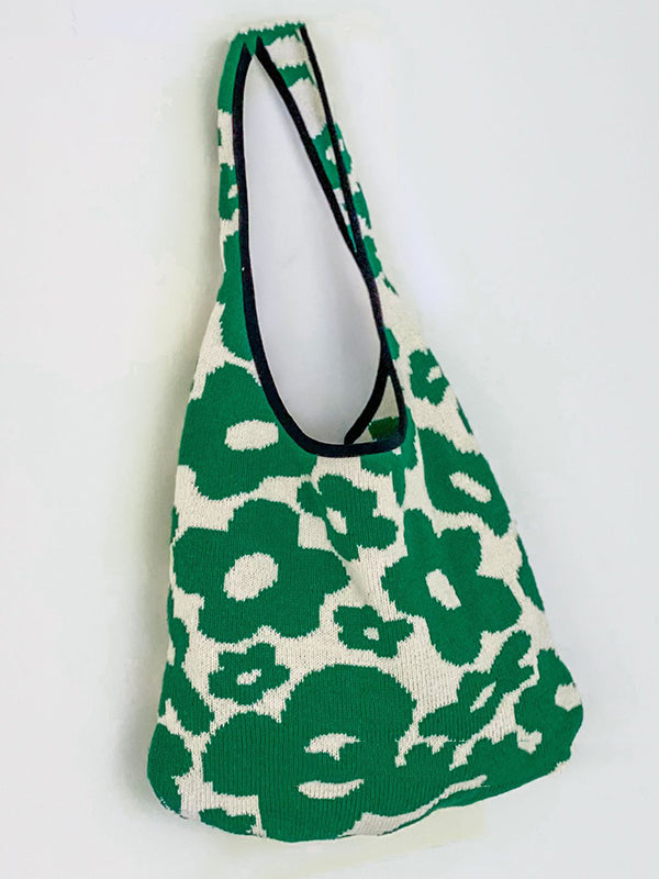 Original Floral Weave Contrast Color Bags Accessories