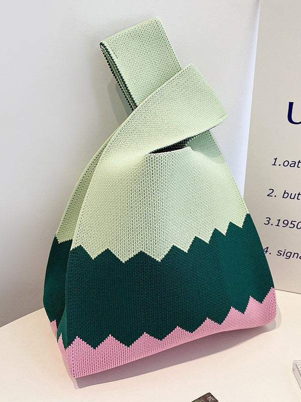 Contrast Color Woven Handbag