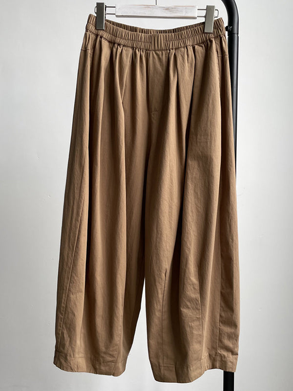 Loose Elasticity Solid Color Casual Pants Bottoms