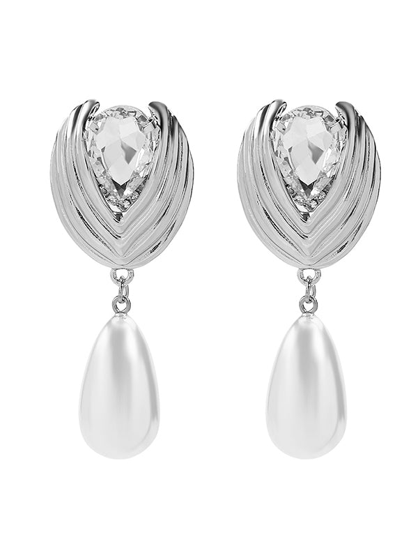 Geometric Rhine Stones Drop Earrings