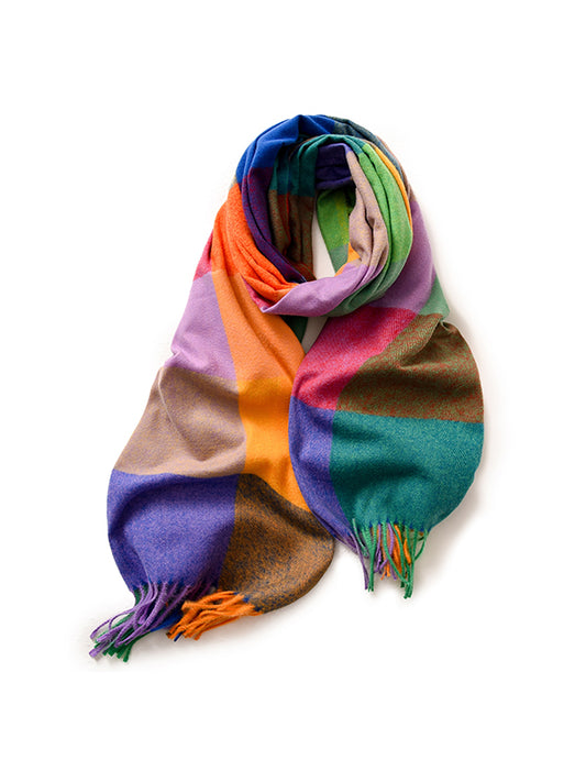 Keep Warm Plaid Tasseled Shawl&Scarf