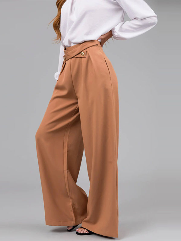 High Waisted Loose Pleated Split-Joint Pants Trousers