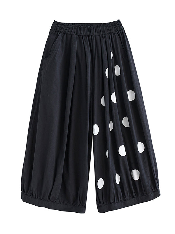 Original Creation Loose Wide Leg Polka-Dot Casual Pants Bottoms