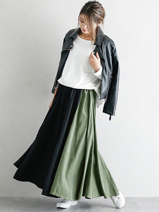 Elegant Split-Joint Color Skirt