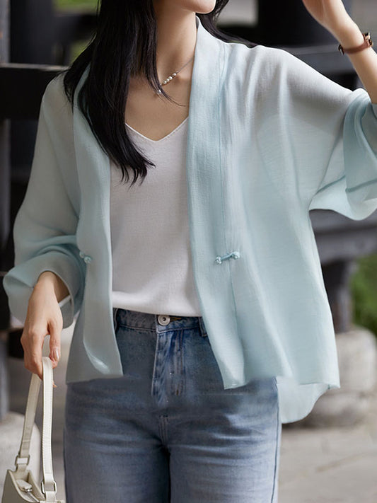 High-Low Long Sleeves Solid Color Collarless Outerwear