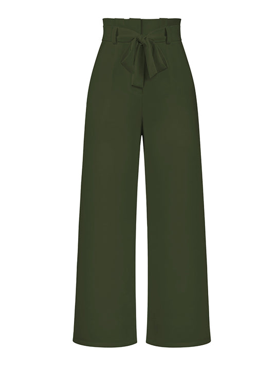 Simple Loose Wide Leg Solid Color Casual Pants Bottoms