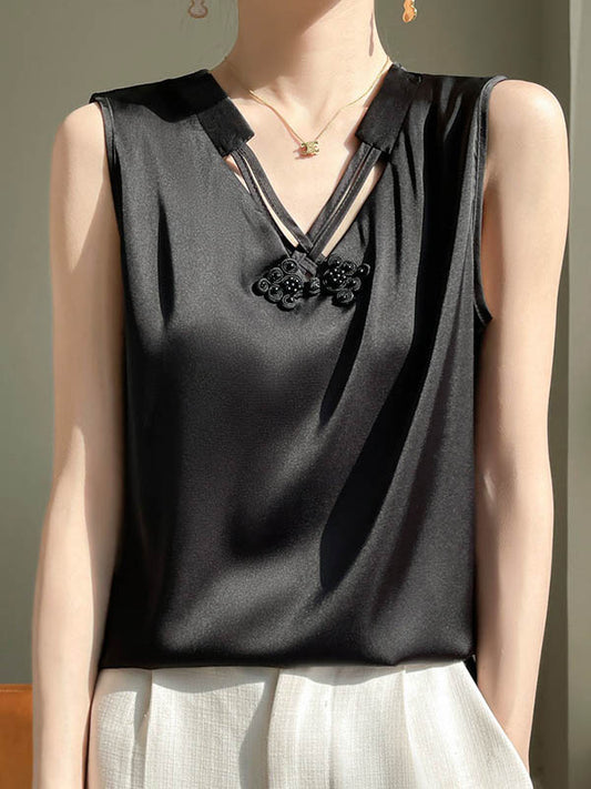 Loose Plus Size Solid Color V-Neck Vest Top