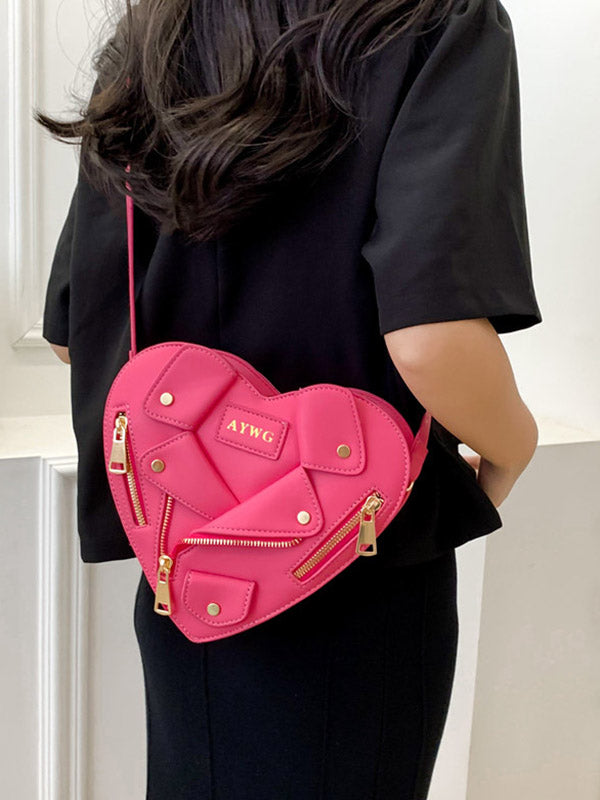 Heart Shape Split-Joint Zipper Bags Crossbody Bags Handbags