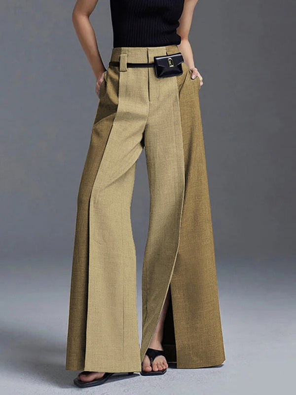Loose Wide Leg Split-Front Casual Pants Bottoms Trousers