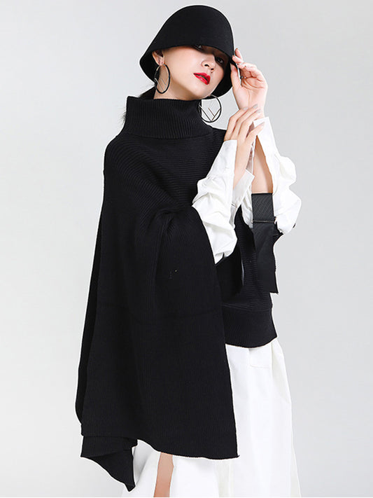 Original Solid High-Neck Irregularity Sweater