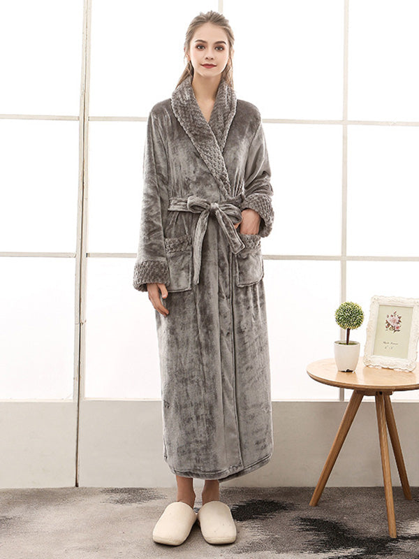 Comfortable Solid Bandage Pajama Robe