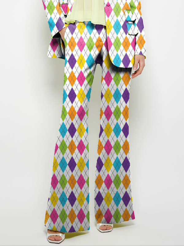 Loose Wide Leg Pockets Printed Pants Suit Pants Trousers