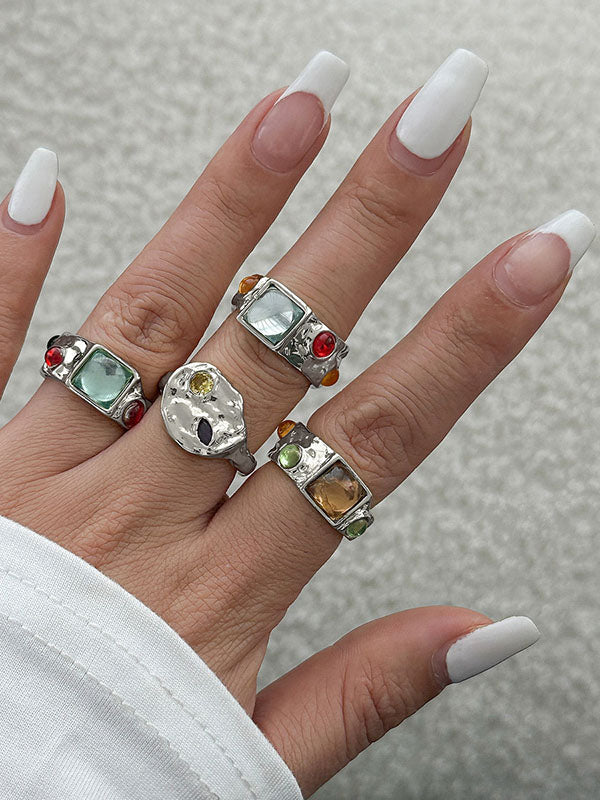 Geometric Rhine Stones Rings Accessories
