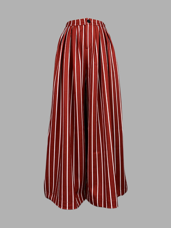 Loose Wide Leg Striped Casual Pants Bottoms Trousers