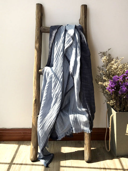 Vintage Ramie Cotton Contrast Color Scarf