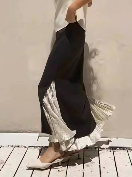 False Two Mermaid Pleated Ruffled Split-Joint Skirts Bottoms