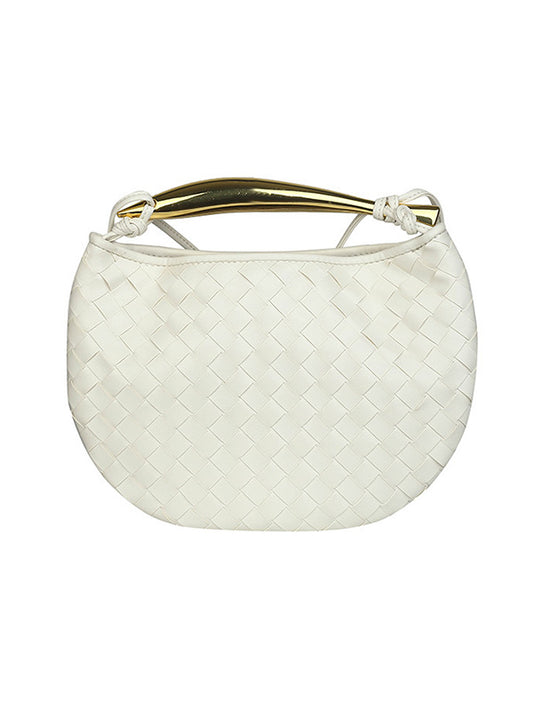 Geometric Split-Joint Woven Zipper Bags Handbags