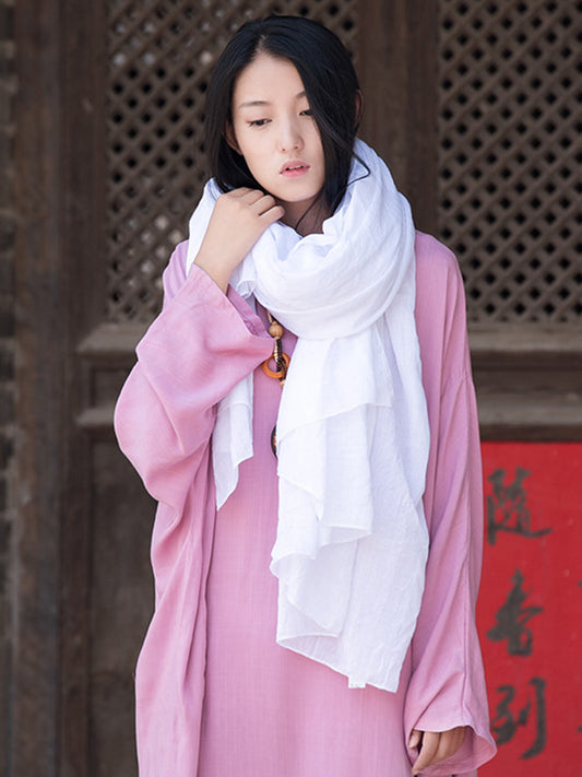 8 Colors Vintage Solid Color Ramie Cotton Shawl Scarf