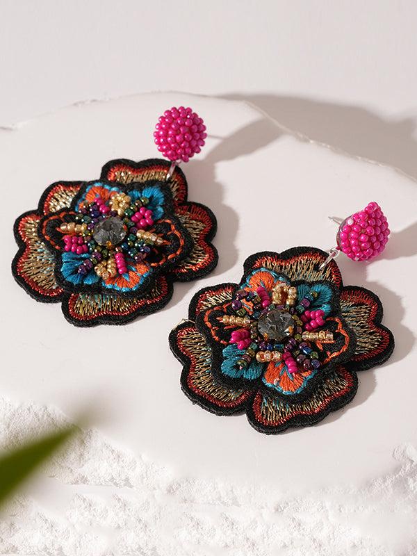 Beaded Flower Shape Split-Joint Earrings Accessories