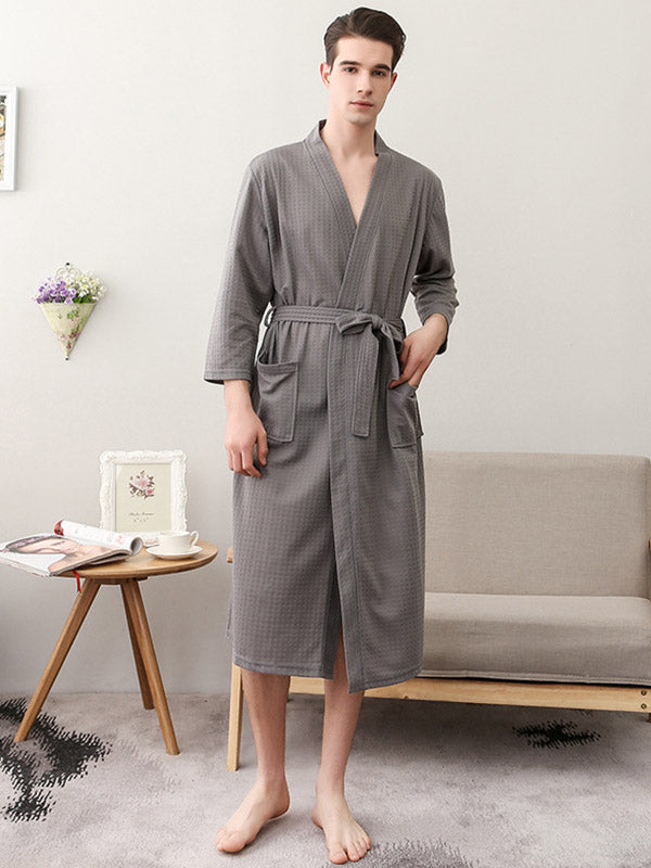 Comfortable Solid Bandage Thin Pajama Robe