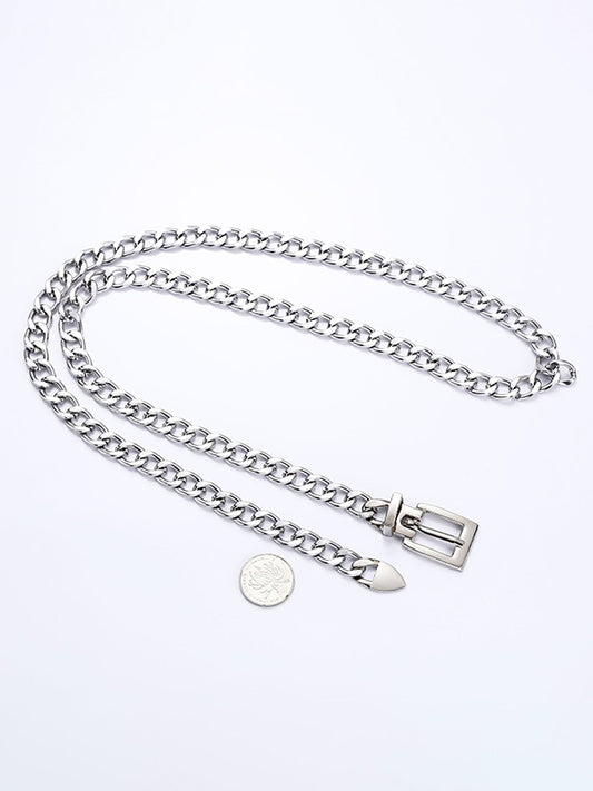 Buckle Chains Solid Color Belts