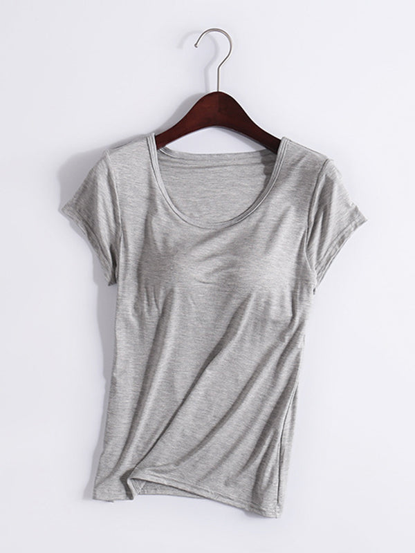 Modal Solid Color Short Sleeve Yoga Casual T-Shirts