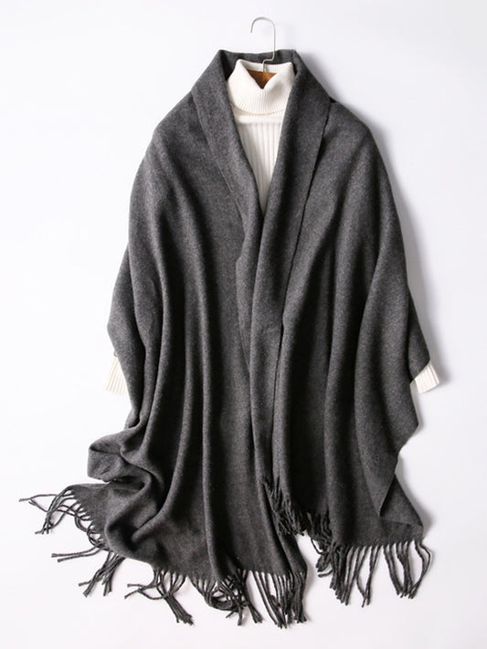 Keep Warm Solid Color Tasseled Shawl&Scarf