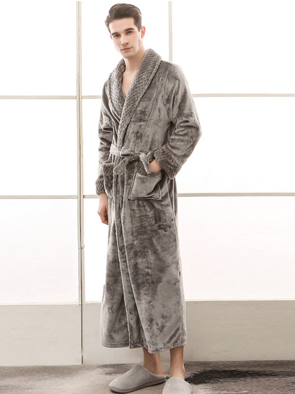 Comfortable Solid Bandage Pajama Robe
