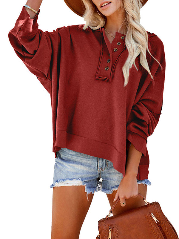 Hooded Long Sleeves Buttoned Split-Joint Velvet Sweatshirt Tops