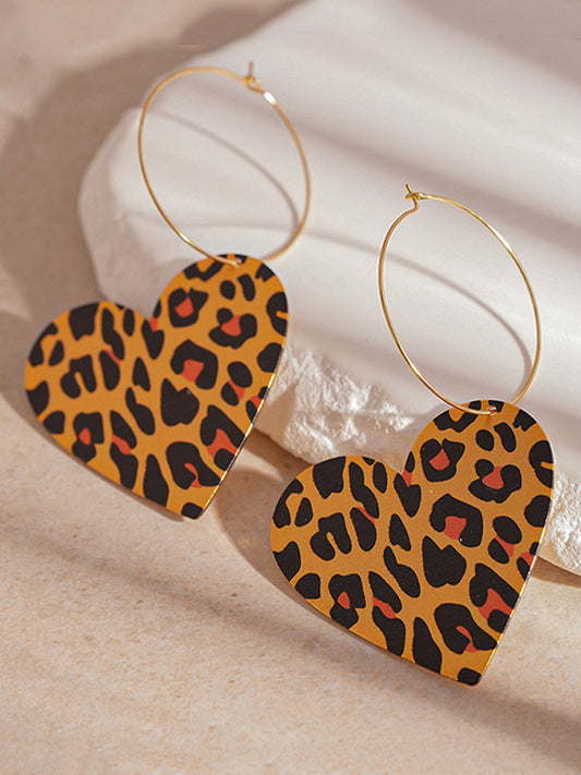 Heart Shape Leopard Earrings Accessories