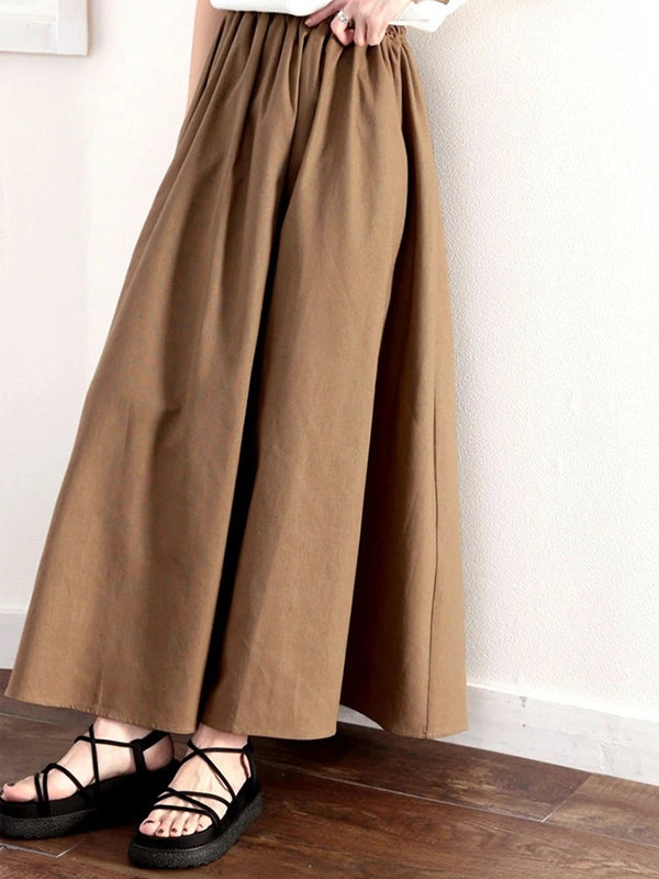 A-Line Loose Elasticity Solid Color Skirts Bottoms