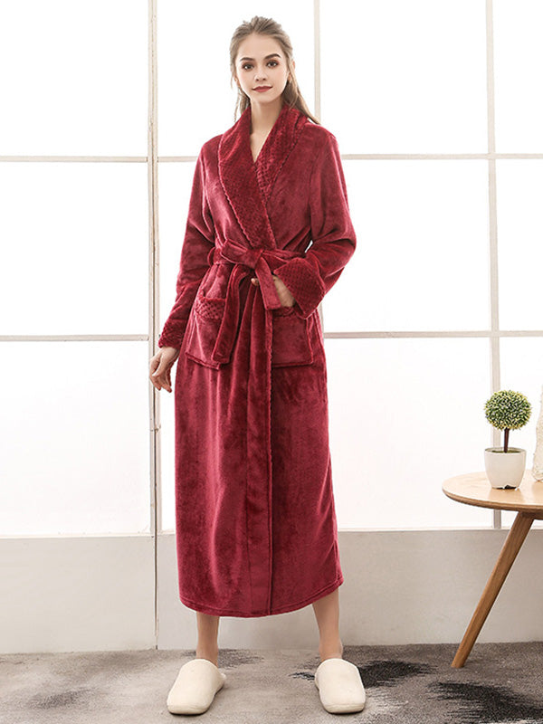 Comfortable Solid Bandage Pajama Robe