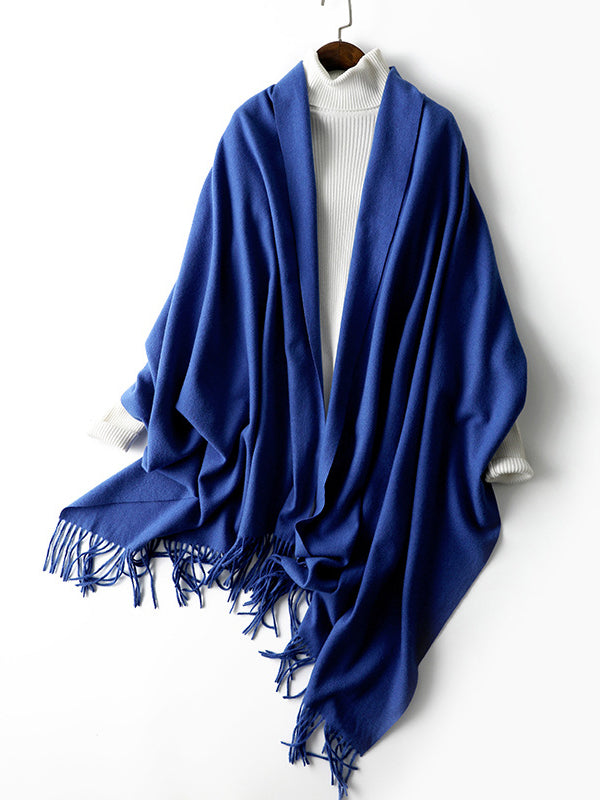 Keep Warm Solid Color Tasseled Shawl&Scarf