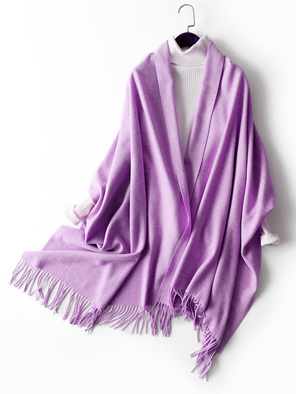 Keep Warm Solid Color Tasseled Shawl&Scarf