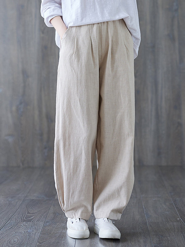 Simple Wide Leg Loose Elasticity Solid Color Casual Pants Bottoms