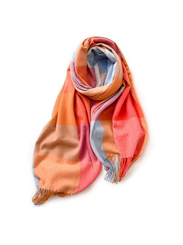 Keep Warm Plaid Tasseled Shawl&Scarf