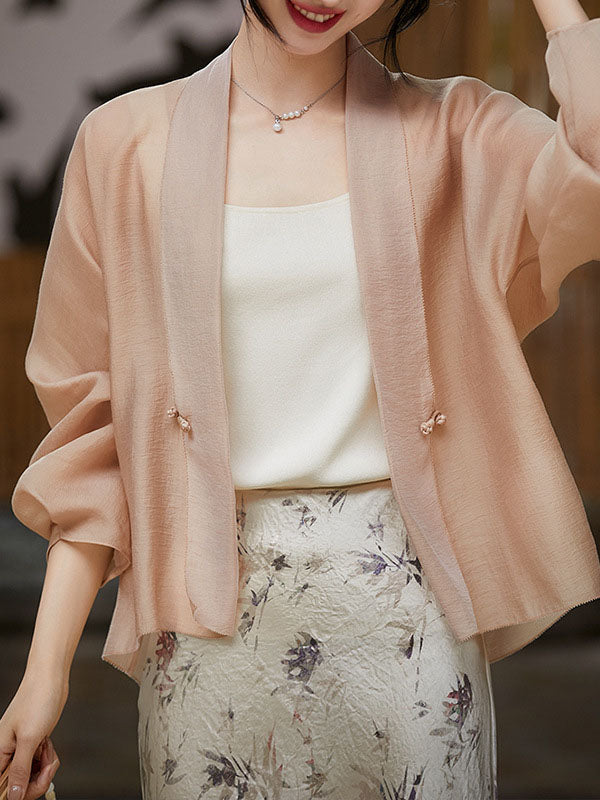 High-Low Long Sleeves Solid Color Collarless Outerwear