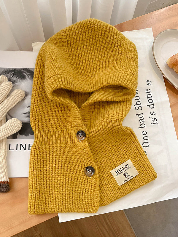 Simple Buttoned Keep Warm Solid Color Hats&Caps